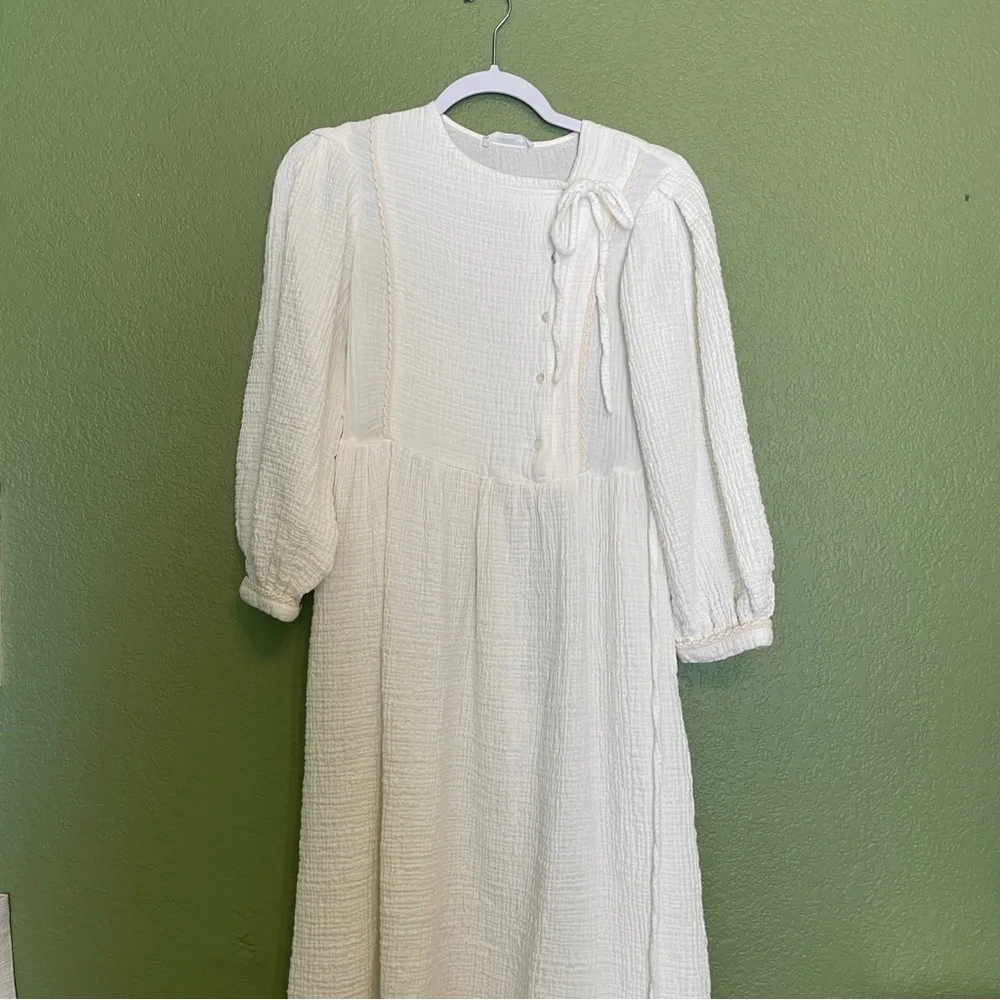 Mango Textured Cotton Dress Size 2 - Picture 4 of 12